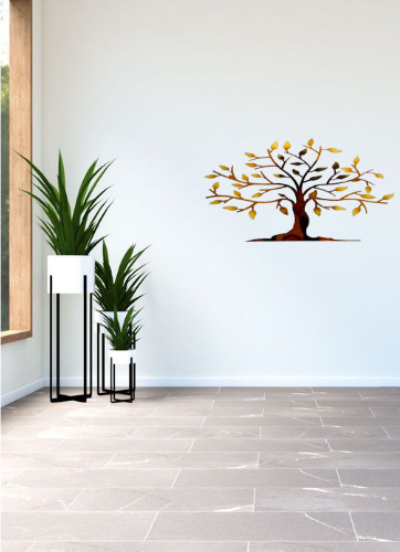 Copper Chrome Tree Wall Decoration