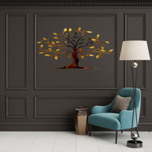 Copper Chrome Tree Wall Decoration