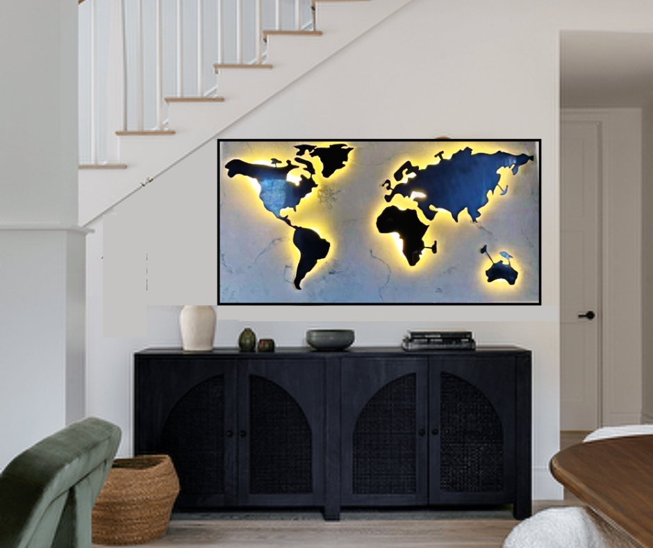 World Map LED Wall Art