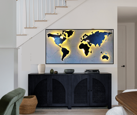 World Map LED Wall Art